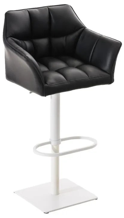 Banco de bar Damaso em couro sintético e com estrutura branca 64 x 88-113 x 45 cm Preto