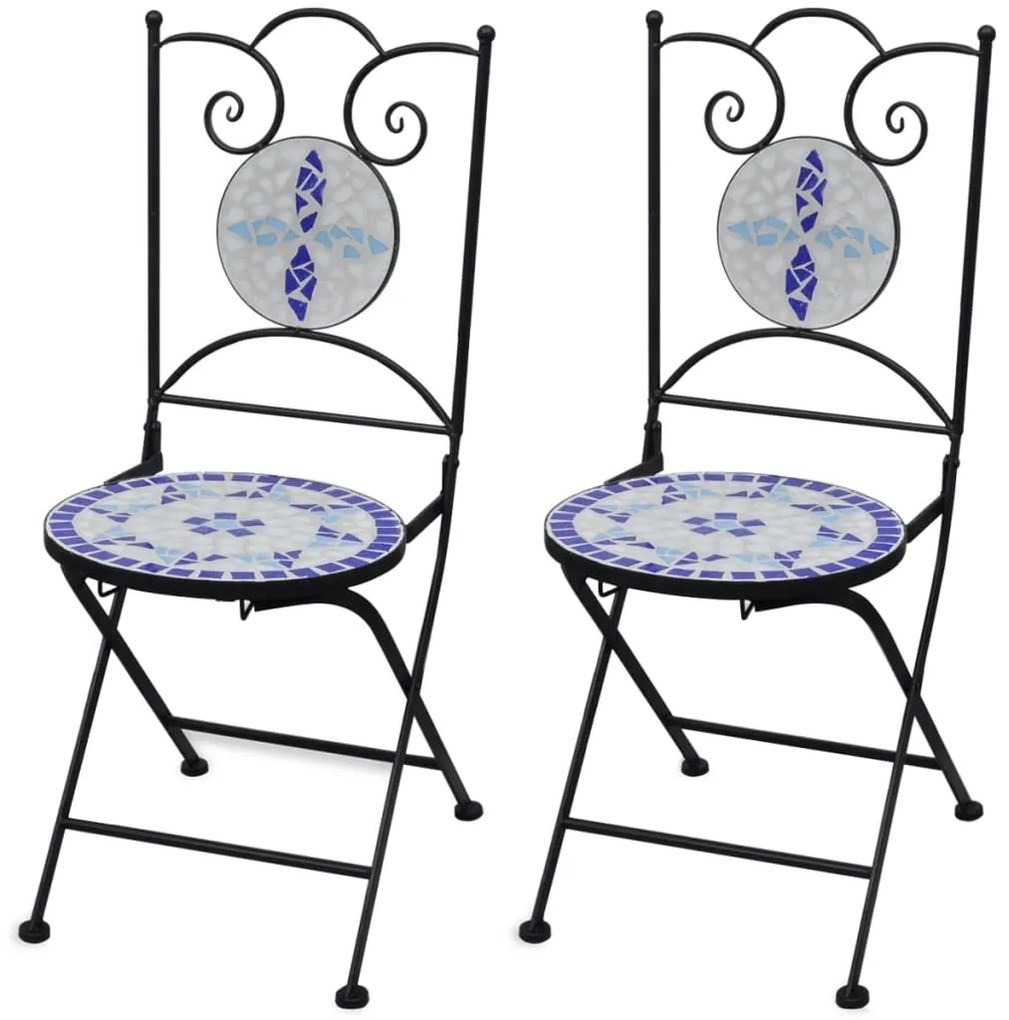 vidaXL Cadeiras de bistrô dobráveis 2 pcs cerâmica azul e branco