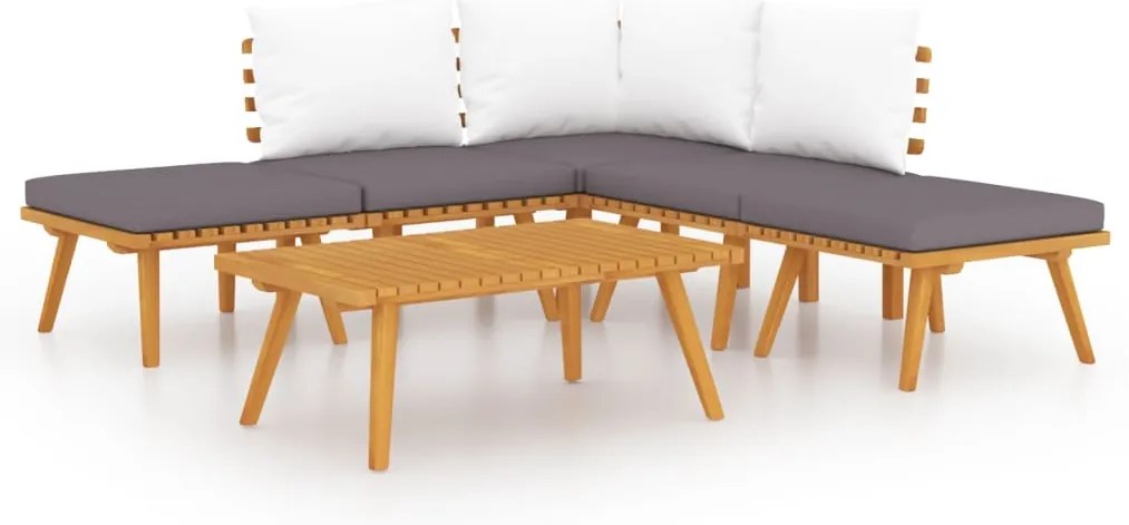Conjunto lounge de jardim 6 pcs madeira de acácia maciça