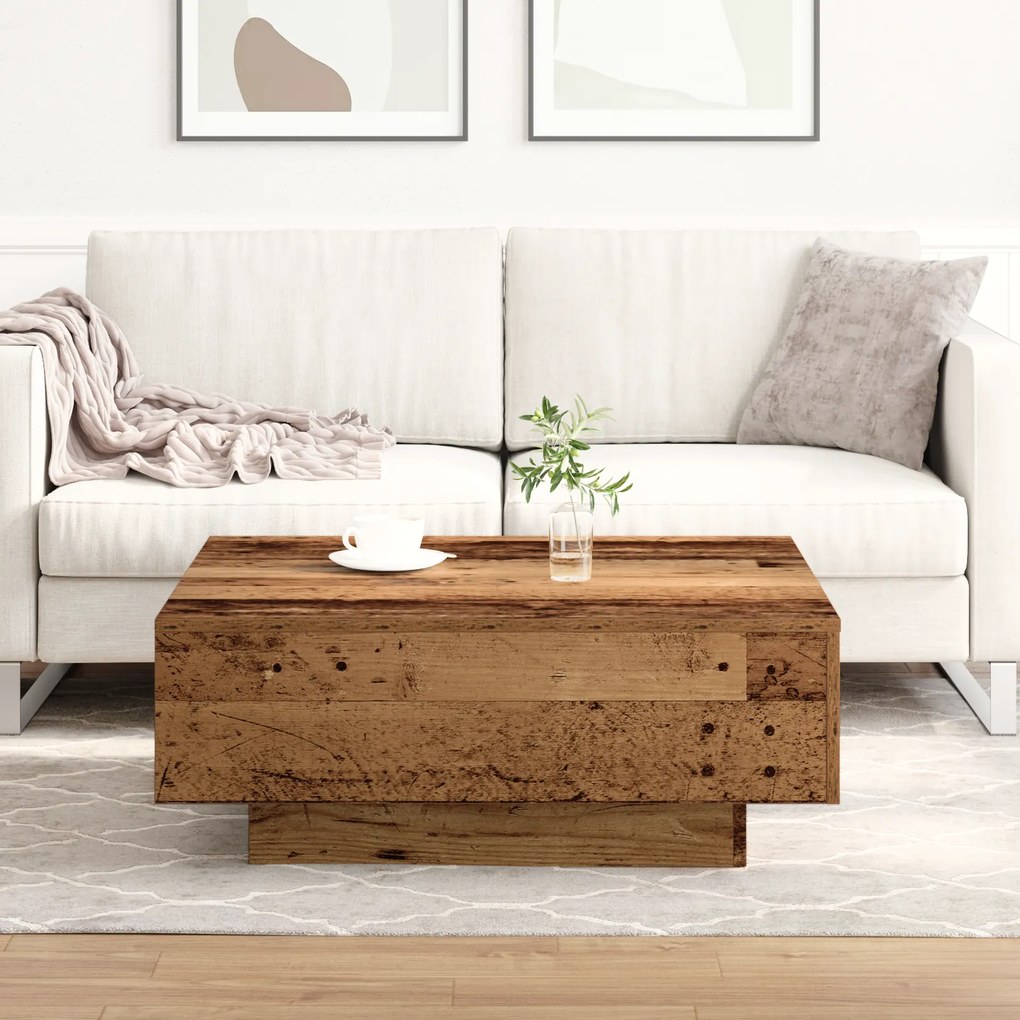 Mesa de Café VidaXL Madeira Velha 80x80x31 cm em Madeira de Engenharia