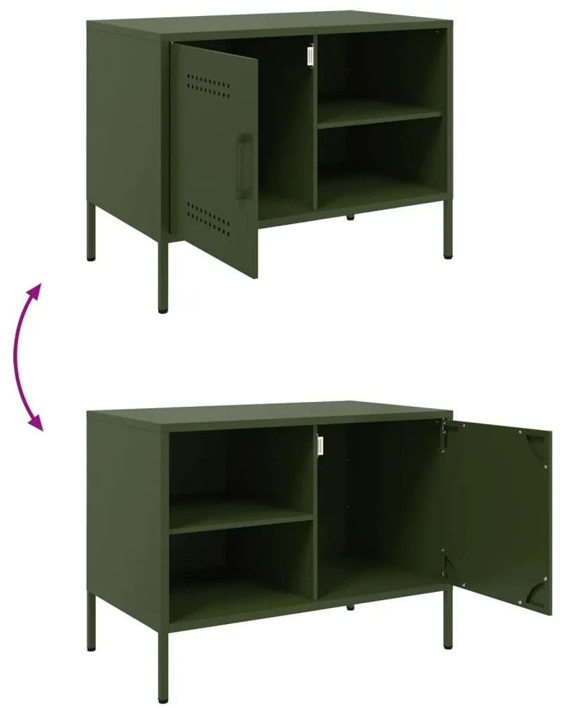 Móvel de TV 68x39x50,5 cm aço verde-azeitona