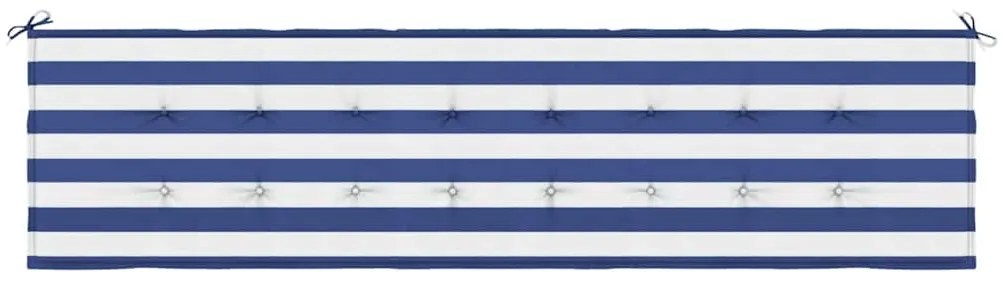 Almofadão p/ banco jardim 200x50x4 cm tecido riscas azul/branco