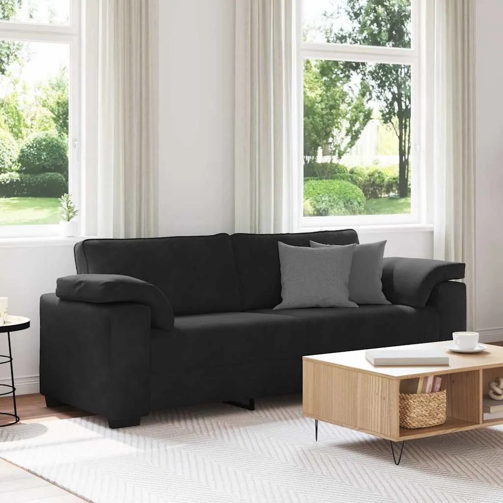 vidaXL Sofá de 3 lugares 178 cm veludo preto