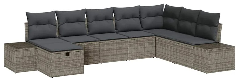 Conjunto de Sofá de Jardim de 8 Peças com Almofadas em Rattan Poliéste