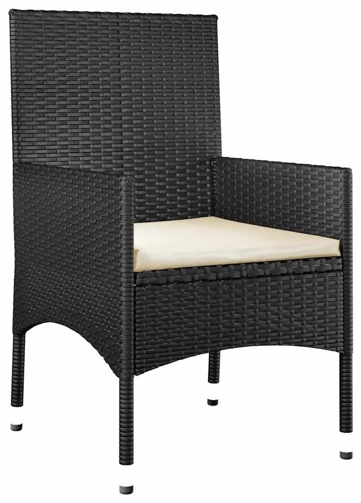 4 pcs conjunto lounge de jardim c/ almofadões vime PE preto