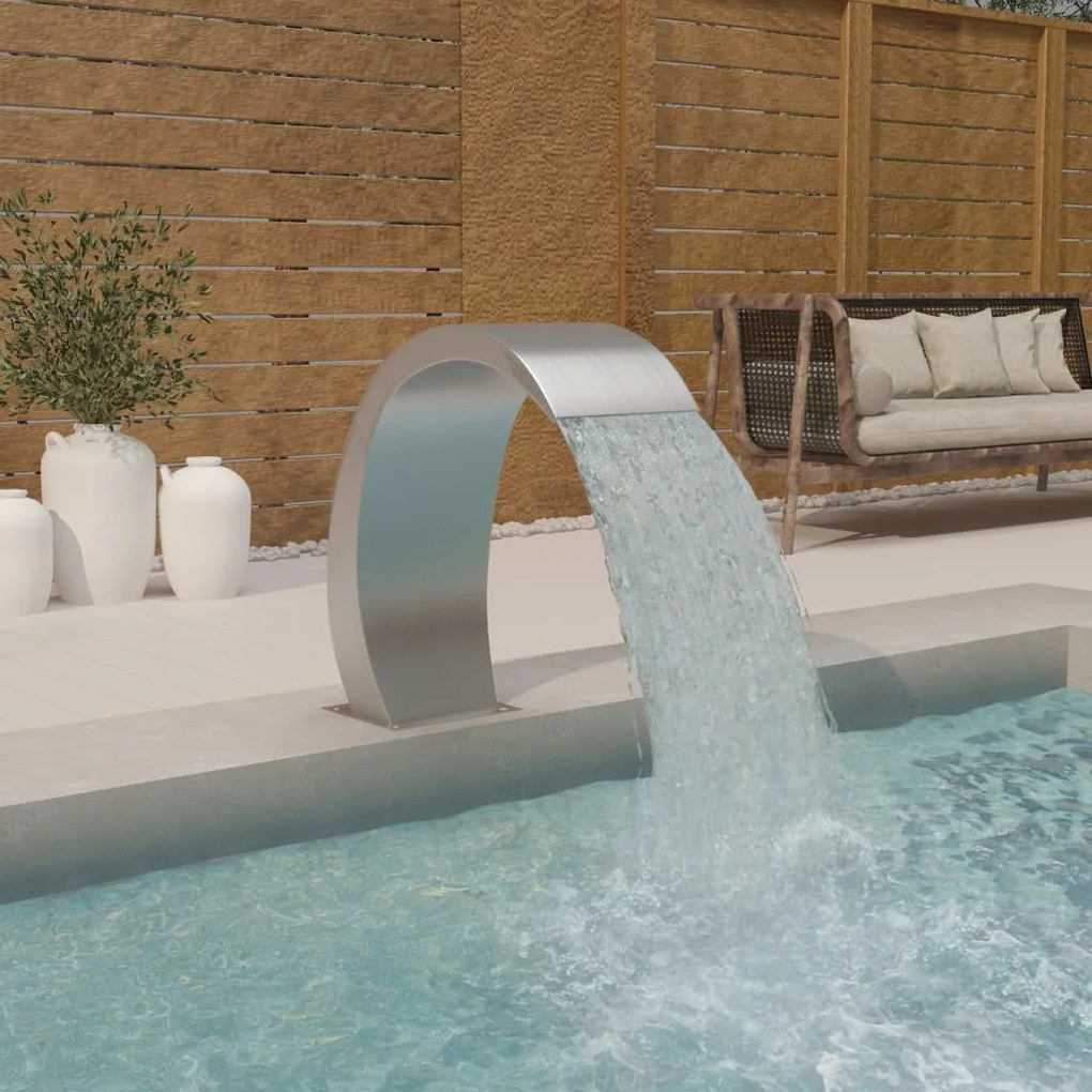 vidaXL Fonte de piscina com luzes LED 22x60x70 cm aço inoxidável 304