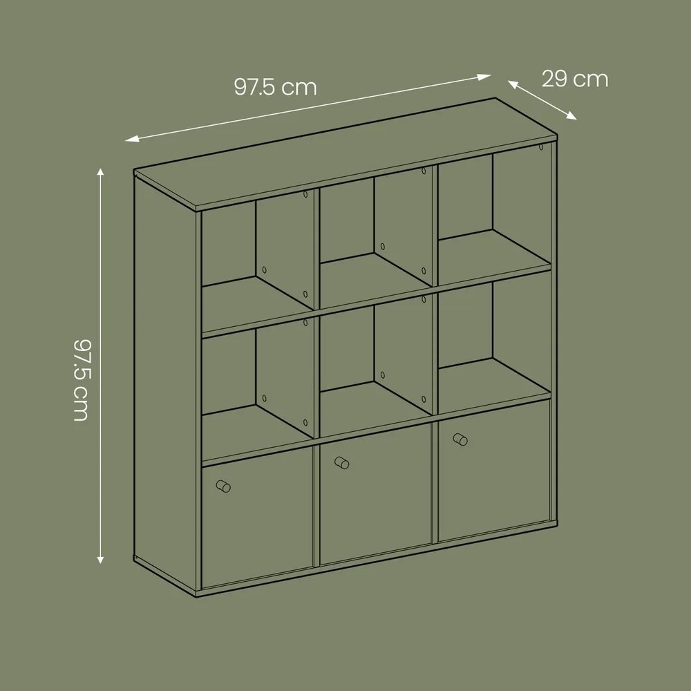 Estante de livros de 3 níveis 29 x 97,5 x 97,5 cm, estante de arrumação branca