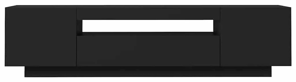 Móvel de TV com luzes LED 160x35x40 cm preto