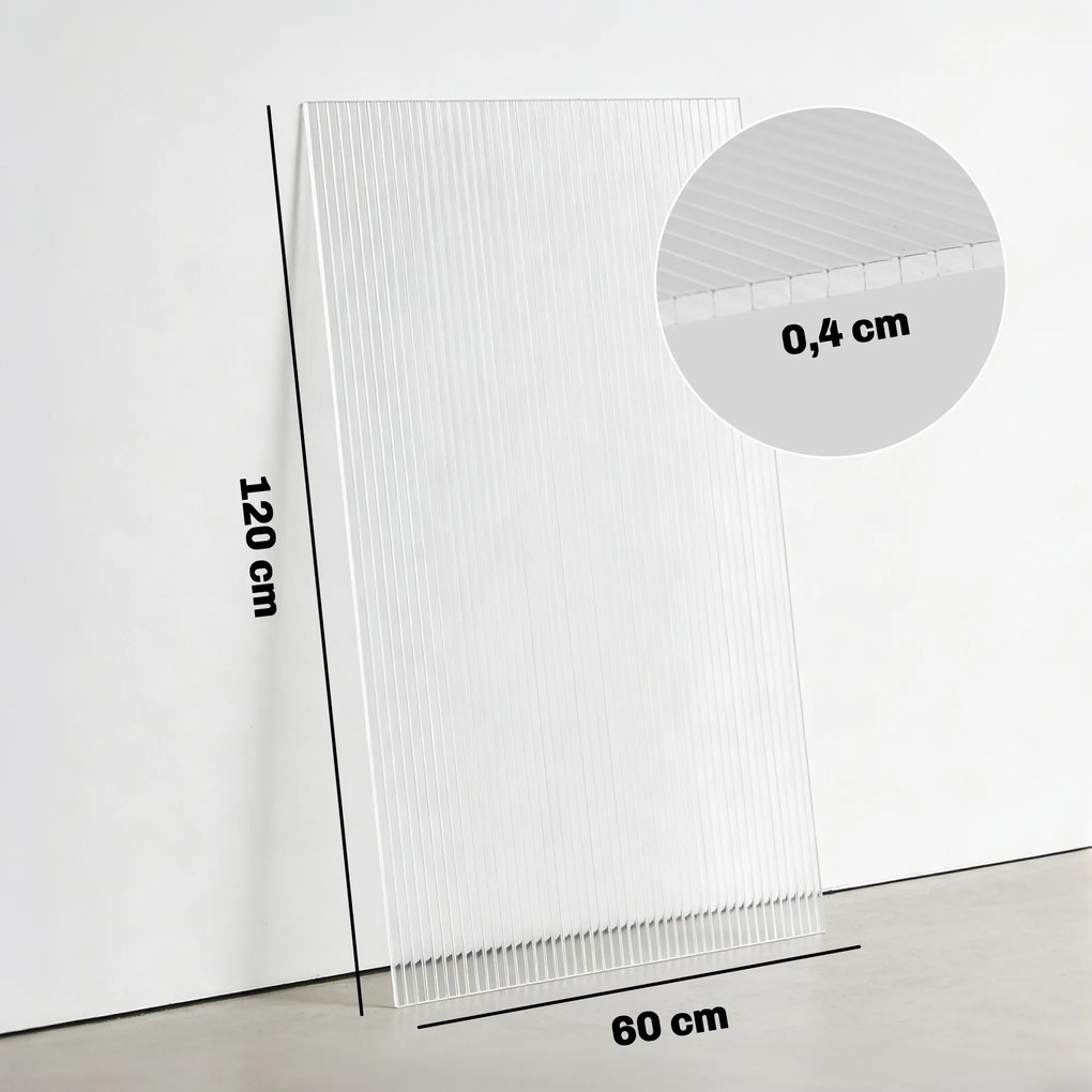 Conjunto 10 placas alveolares de policarbonato de 4 mm, resistentes aos raios UV, painel alveolar duplo para estufas, 120 x 60 cm, transparentes