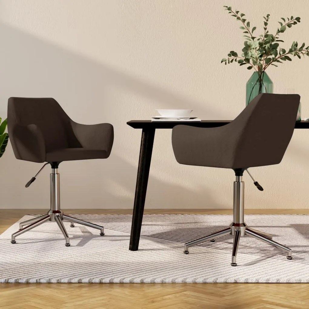 vidaXL Cadeiras de jantar giratórias 2 pcs tecido castanho