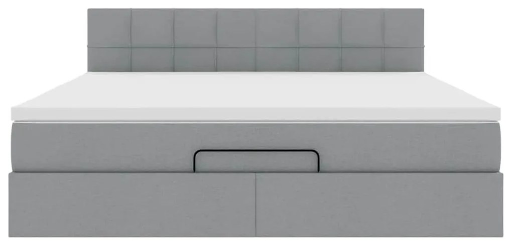 Cama otomana com colchão 160x200 cm tecido cinzento claro