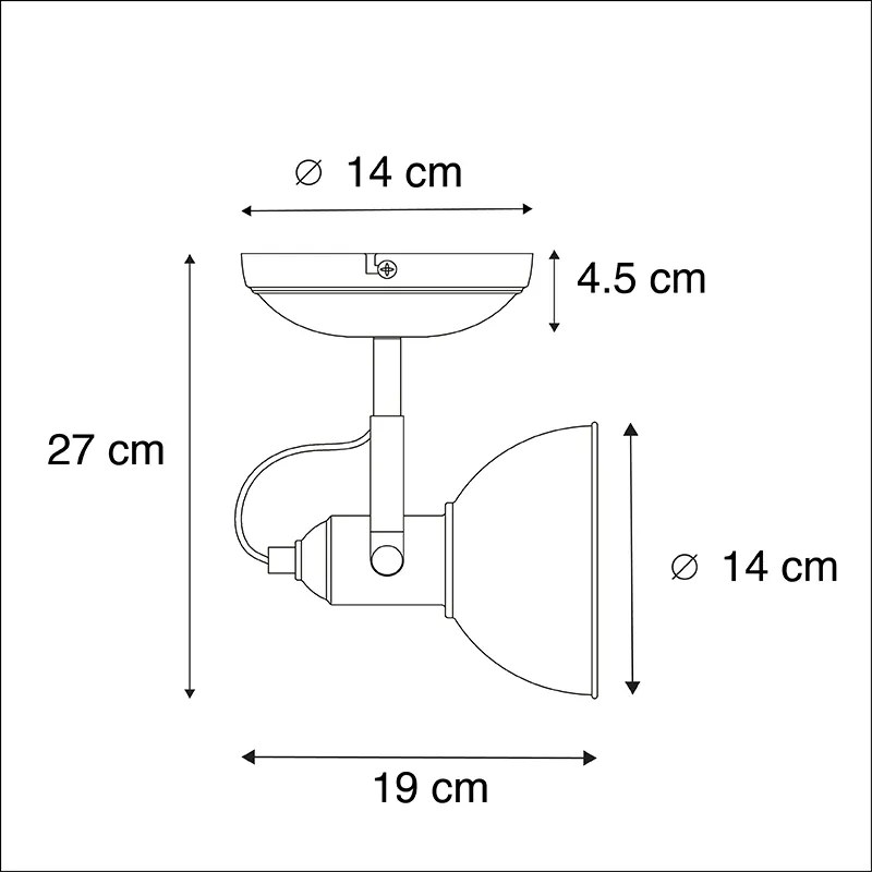Projetores pretos com dourado 1 luz inclinável e rotativo - Tommy Industrial