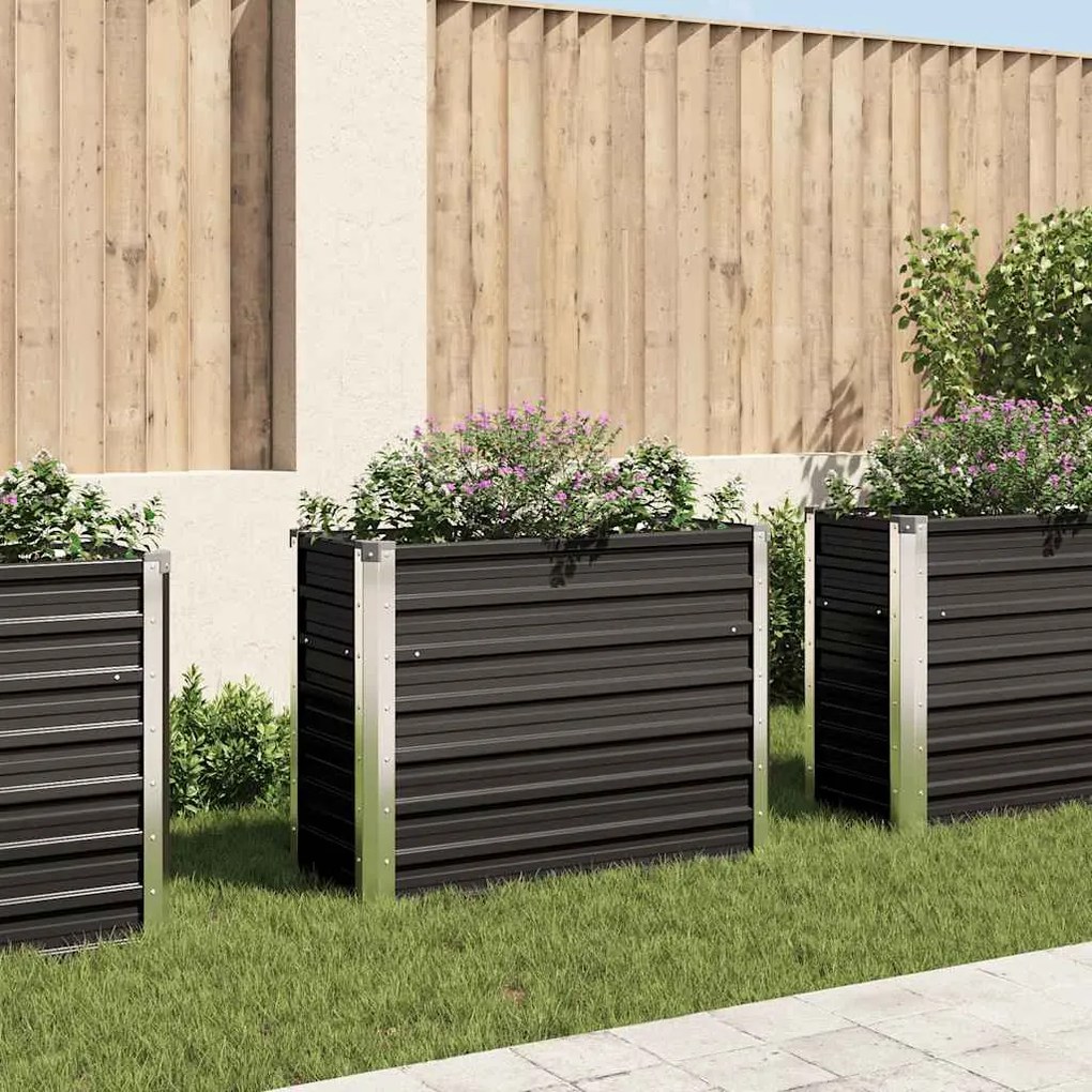 Canteiro elevado jardim aço galvanizado 100x40x77 cm antracite