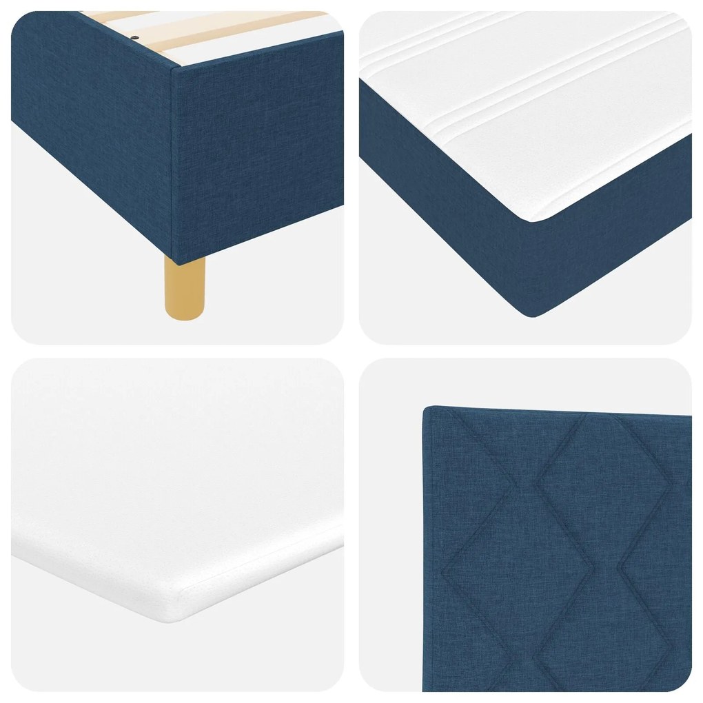 Cama Box com Colchão e LED Azul 120x190 cm Tecido
