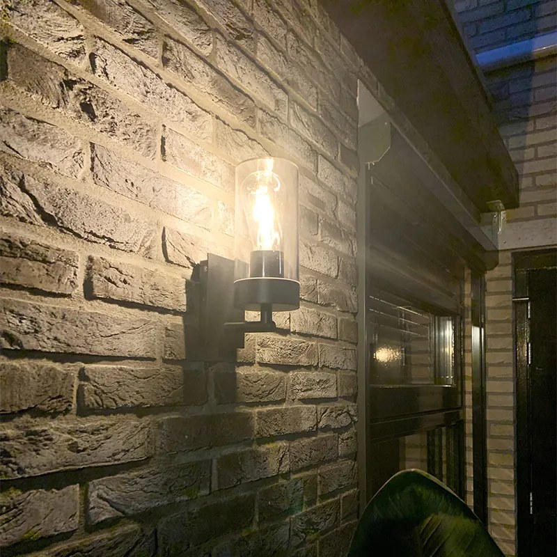 Candeeiro de parede exterior moderno preto - Rullo