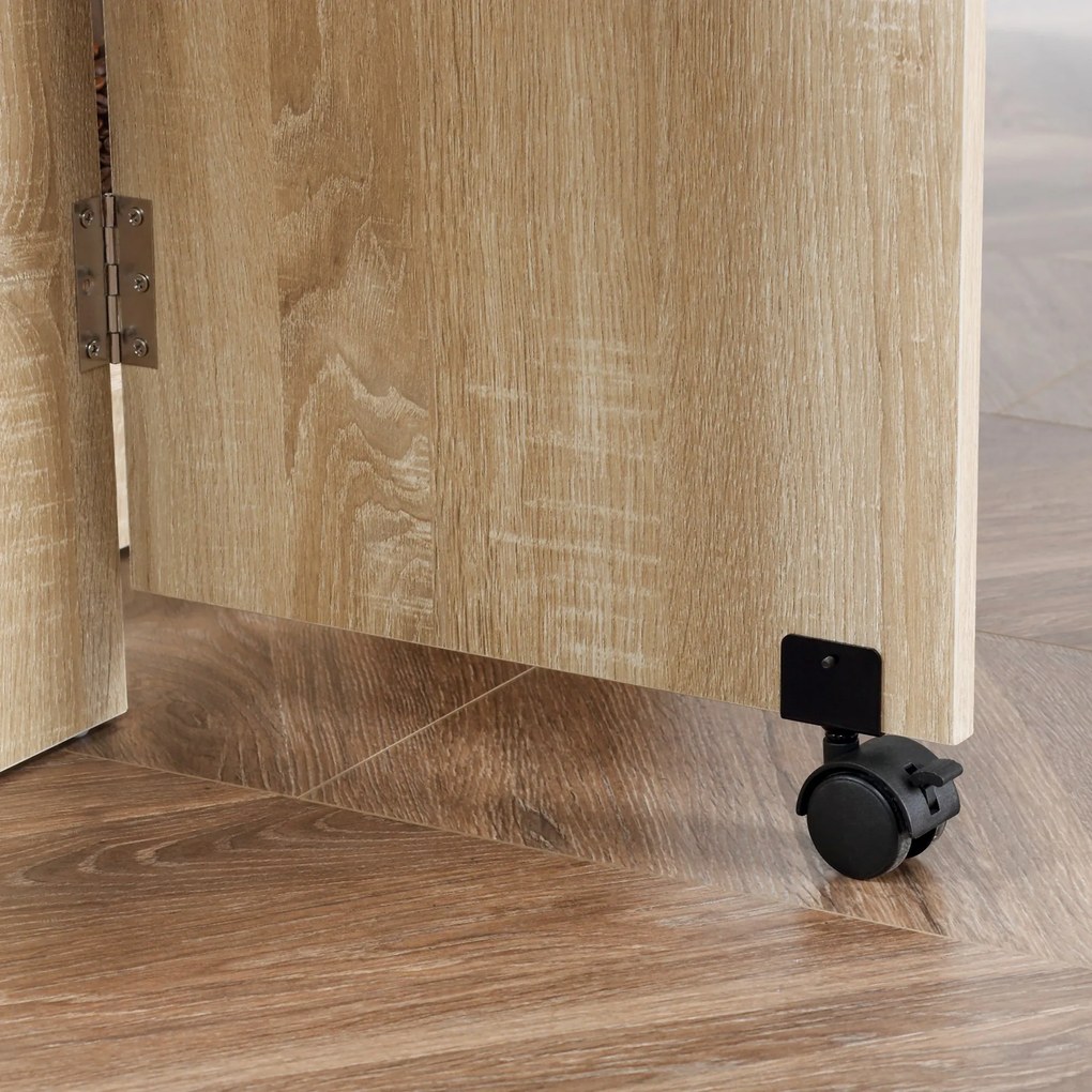 HOMCOM Mesa de Sala de Jantar Dobrável Mesa de Madeira com 2 Prateleiras de Armazenamento e Rodas para Cozinha 80x140x74 cm Madeira