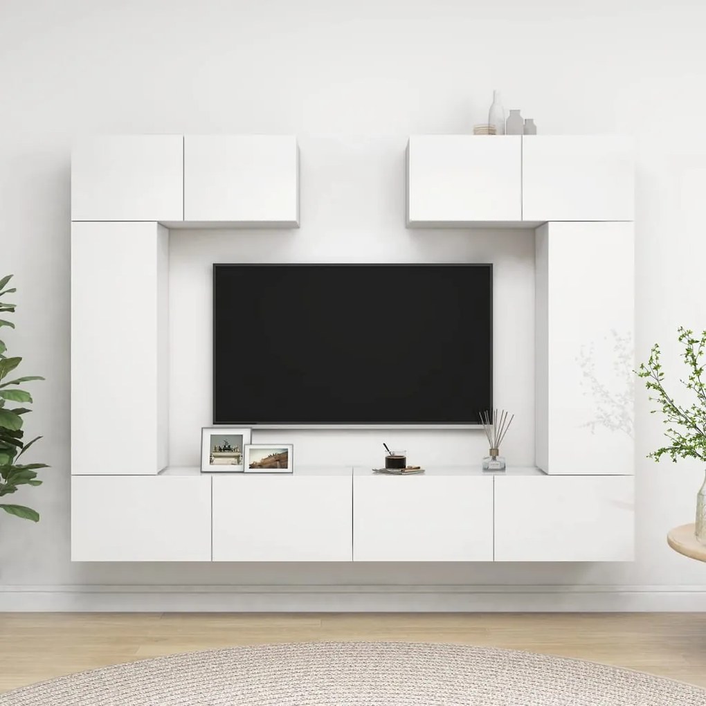 vidaXL 6 pcs conjunto de móveis de TV contraplacado branco brilhante