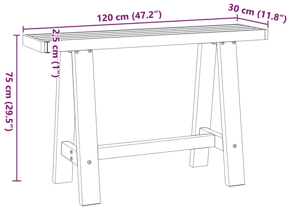 Mesa consola NOAIN pernas em forma de A 120x30x75 cm