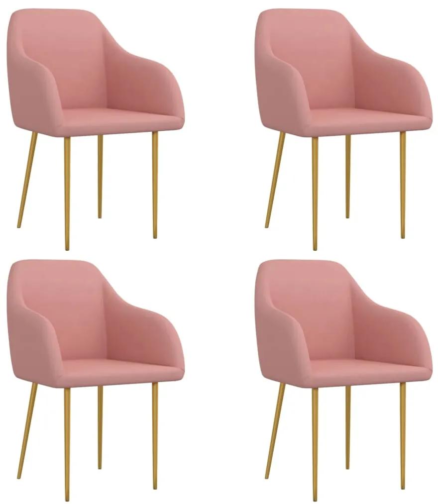 3089792 vidaXL Cadeiras de jantar 4 pcs veludo rosa