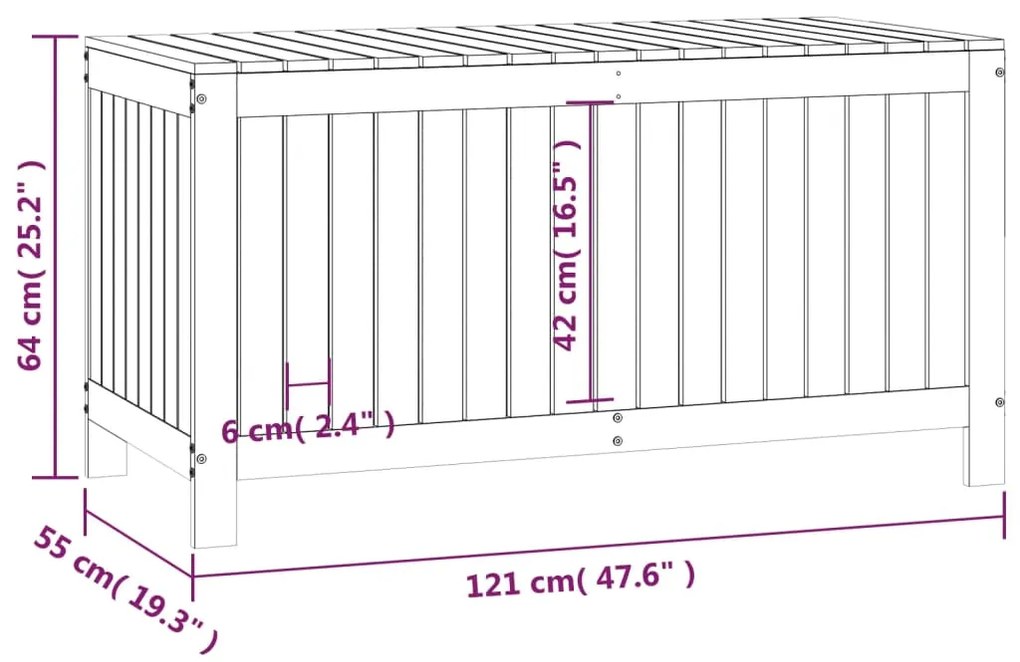 Caixa de arrumação jardim 121x55x64cm pinho maciço castanho-mel