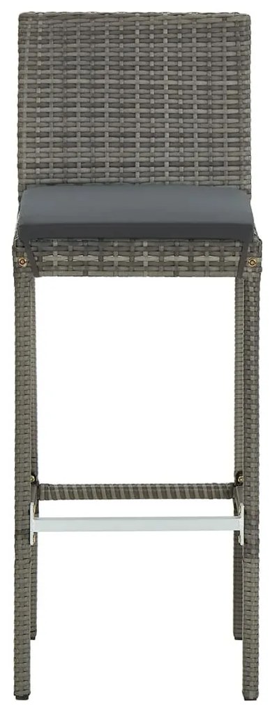 7 pcs conjunto de bar p/ jardim acácia maciça/vime PE cinzento