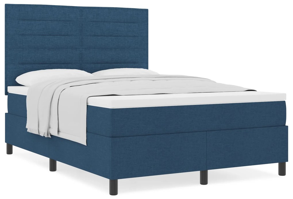 Cama Box Azul com Colchão 160x200 cm Tecido
