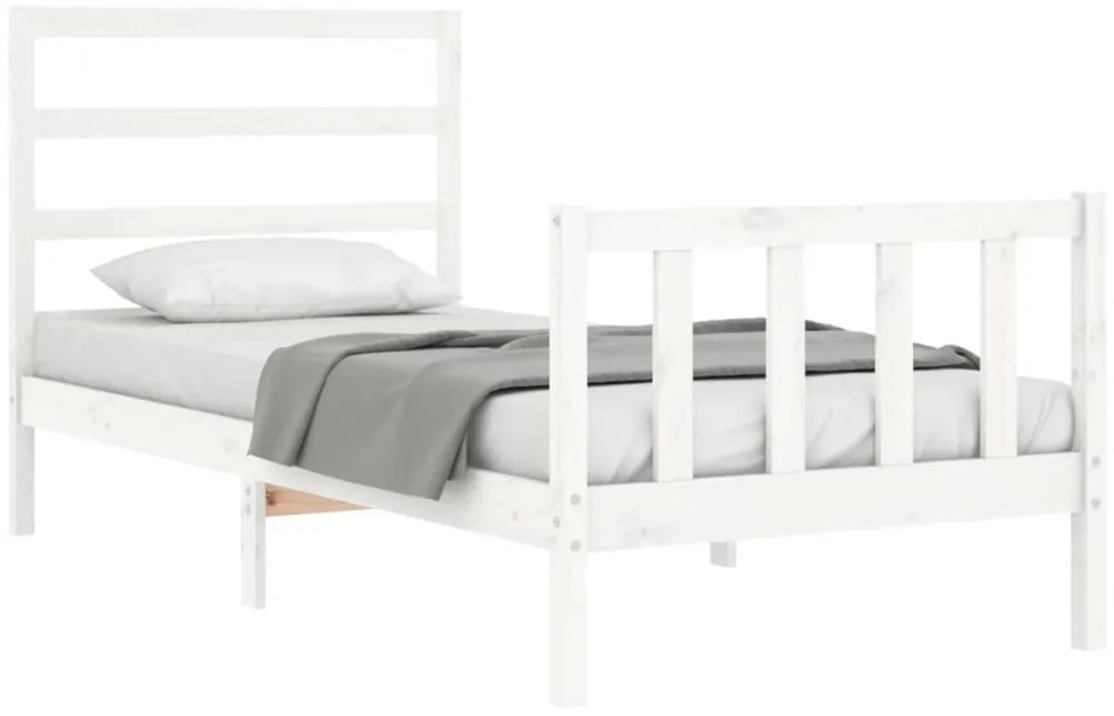 Cama sem colchão 90x200 cm madeira de pinho maciça branco