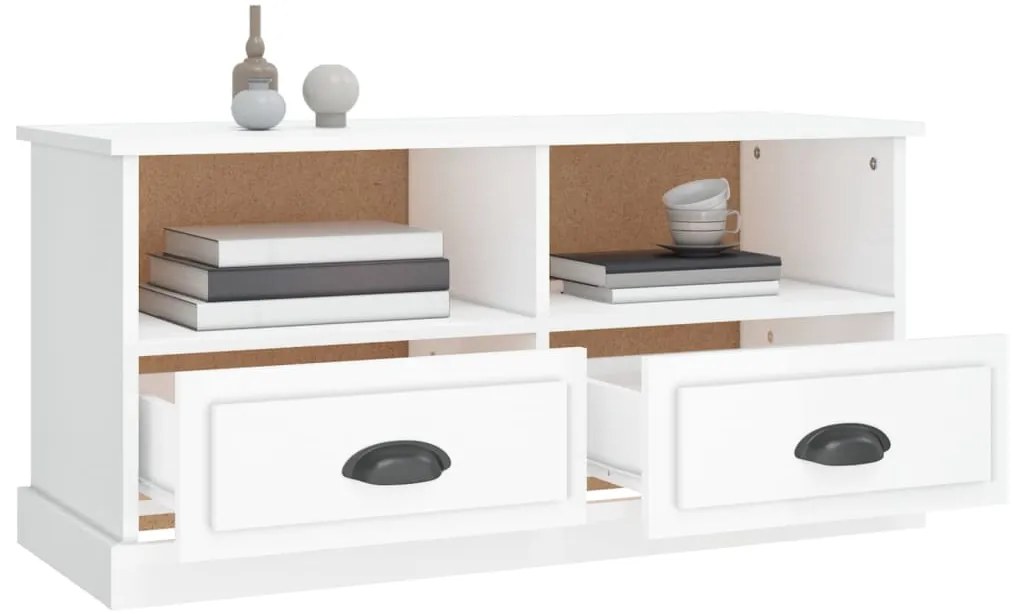 Móvel de TV 93x35,5x45 cm derivados de madeira branco brilhante