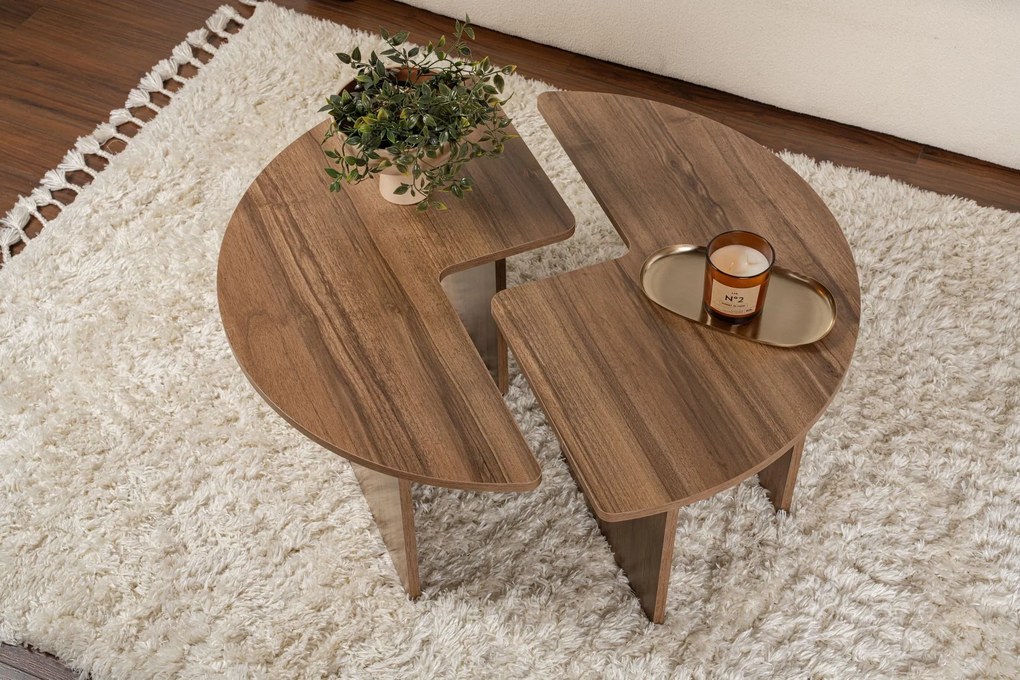Mesa de Café Moira - Cor Nogueira - Ø90x41 cm