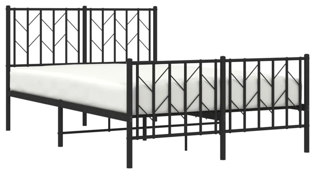 Estrutura de cama com cabeceira e pés 120x200 cm metal preto