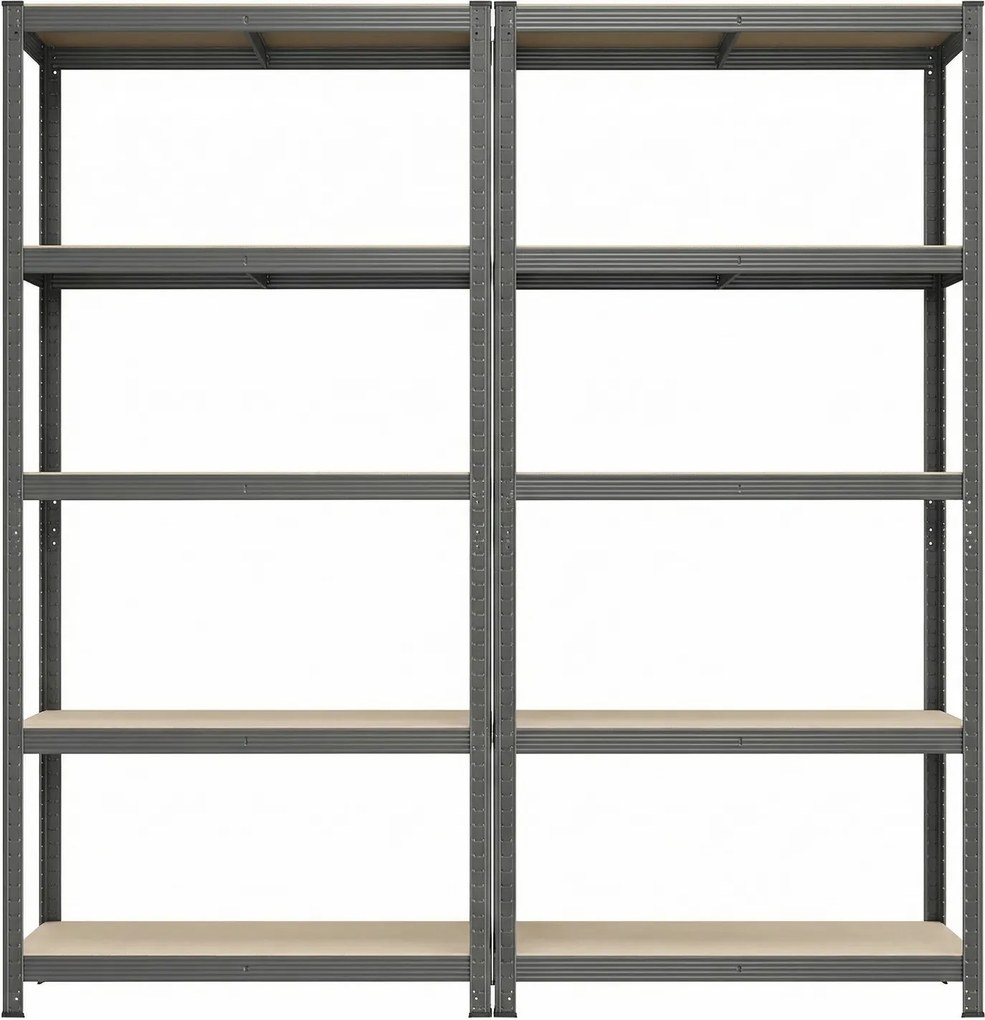 Conjunto de 2 estantes de armazenamento com 50 x 100 x 200 cm, cinzentas