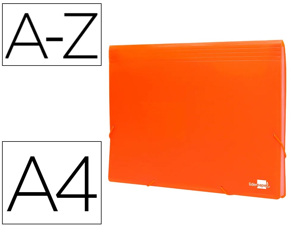 Pasta Classificadora com Fole Polipropileno Din A4 Laranja Fluor Opaco 13 Departamentos