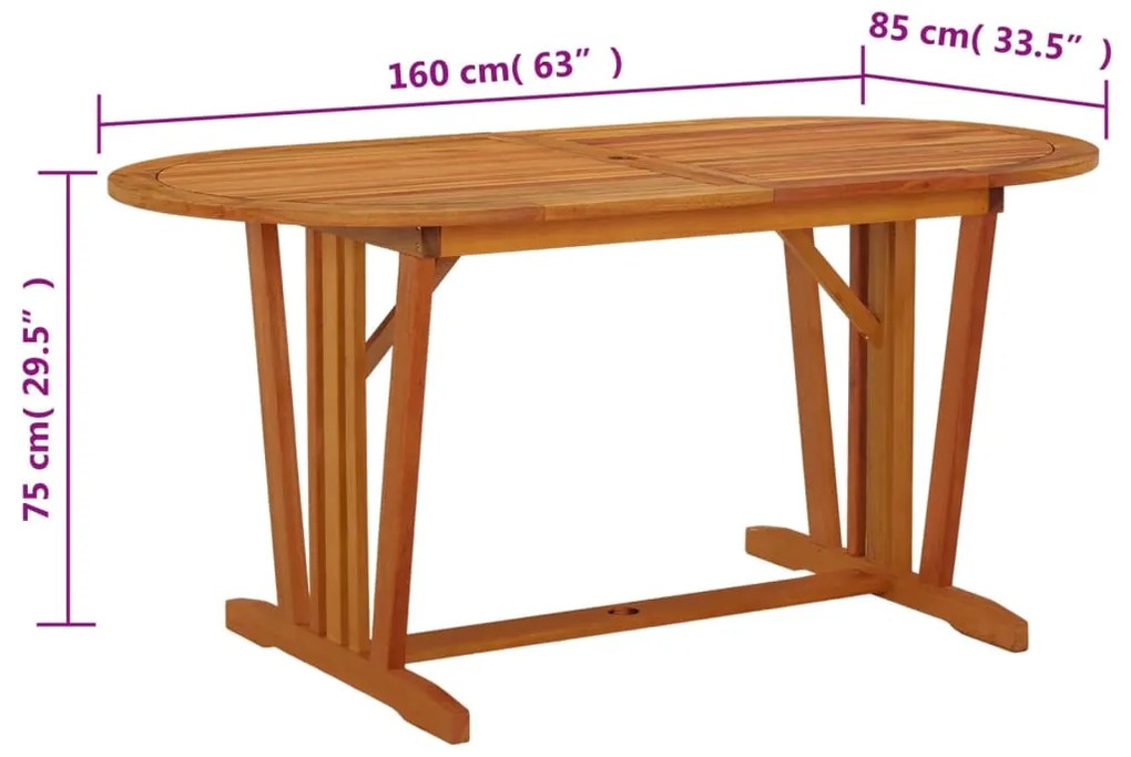 Mesa de jardim 160x85x75 cm madeira de eucalipto maciça