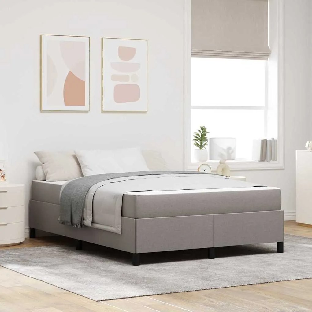 vidaXL Cama Box Cinzento-acastanhado 140 x 190 cm tecido