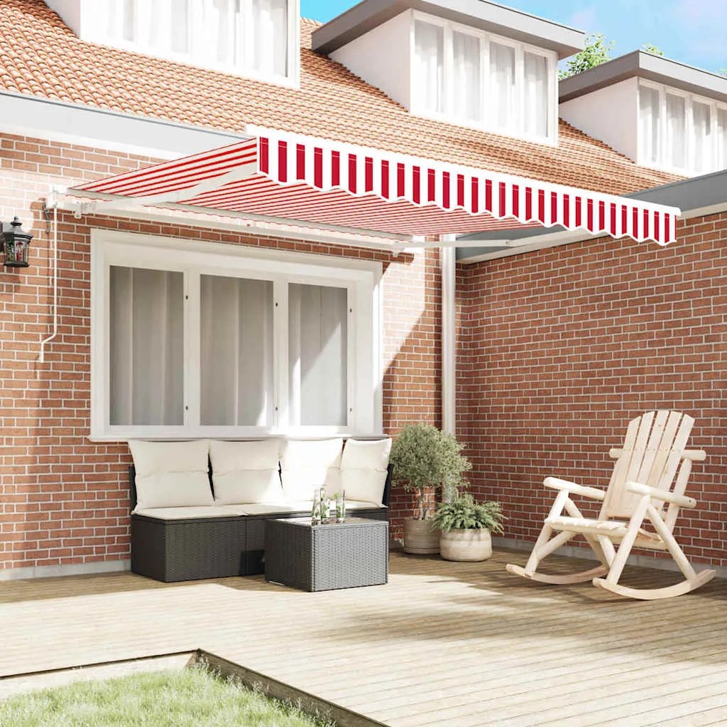 Toldo Retrátil Vermelho e branco 350 x 250 cm Vermelho e branco