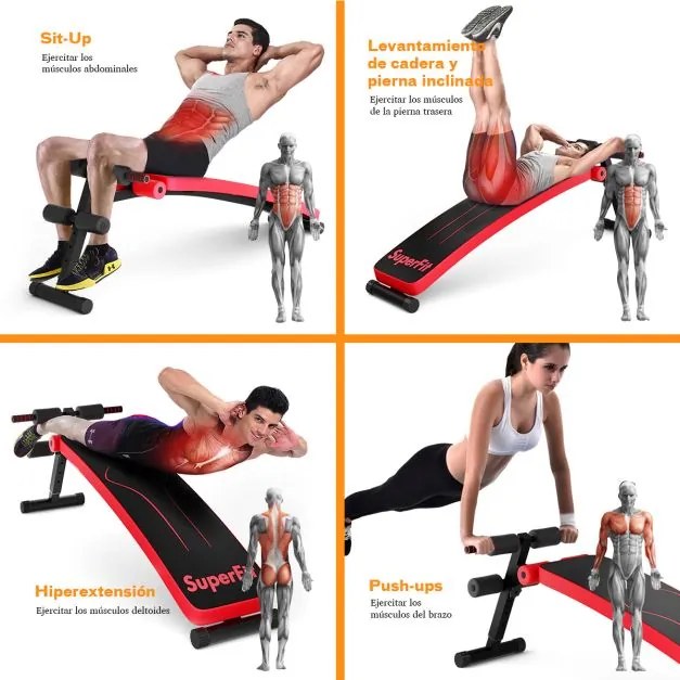 Banco ajustável exercicios de treino dobrável Banco para alongamentos para casa, ginásio, escritório Vermelho