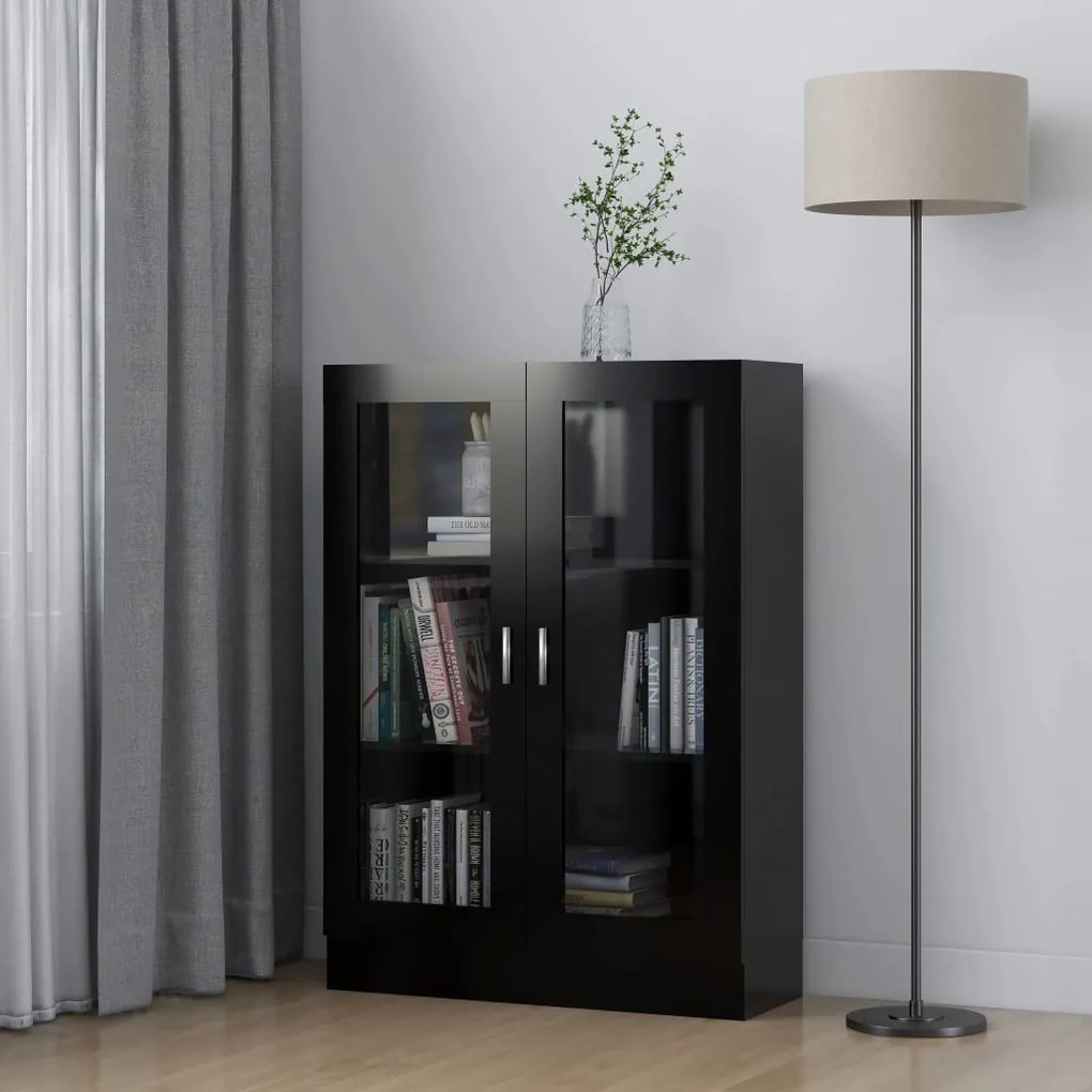 802751 vidaXL Armário vitrine 82,5x30,5x115 cm contraplacado preto