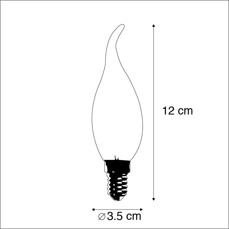 Conjunto de 5 lâmpadas LED filamento vela E14 reguláveis 250lm 2700K