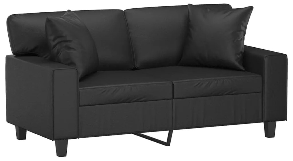 Sofá 2 lugares + almofadas decorativas 120cm couro artif. preto