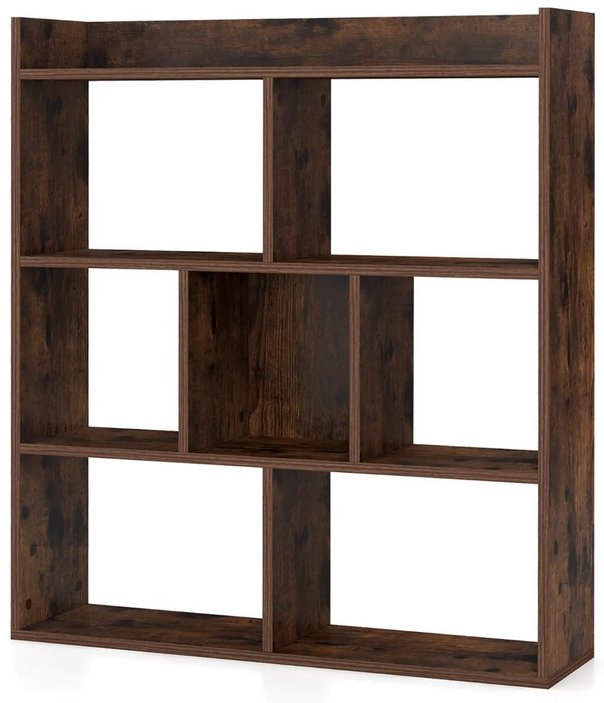 Estante aberta 80 x 20 x 90 cm com 7 cubos de madeira para quarto, sala de estar ou café