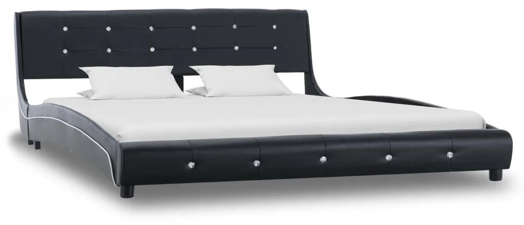 280437 vidaXL Estrutura de cama 150x200 cm couro artificial preto