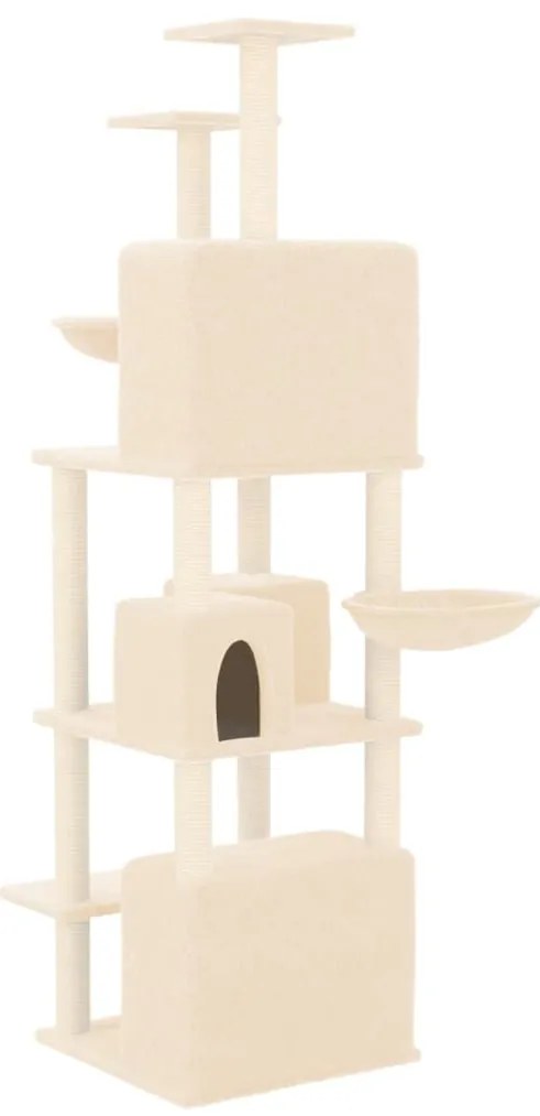 Árvore para gatos c/ postes arranhadores sisal 180 cm cor creme