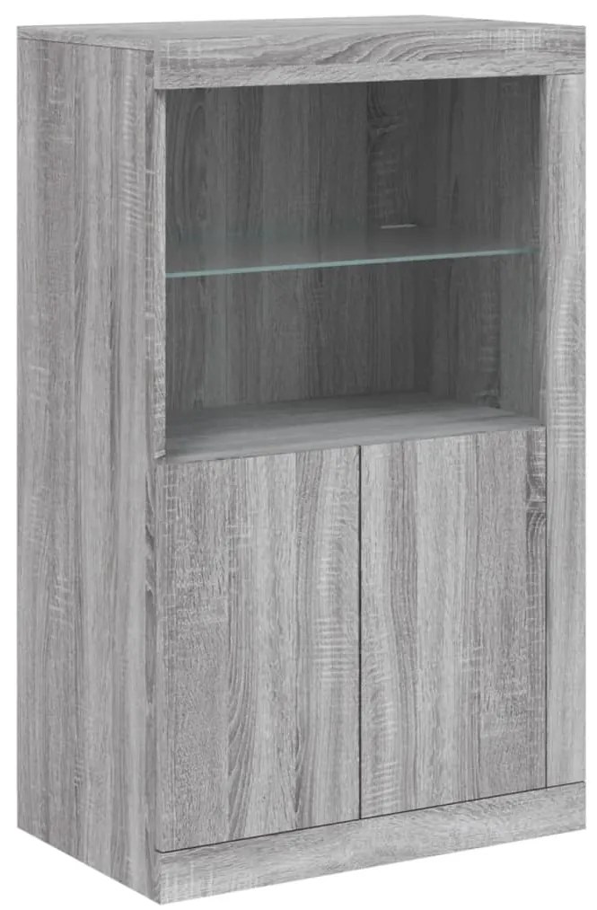 Aparador com luzes LED 202x37x100 cm cinzento sonoma