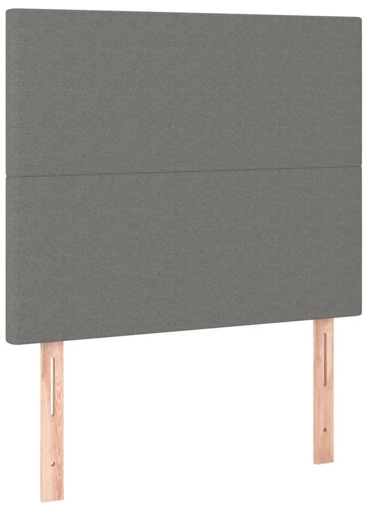 Cama box spring c/ colchão e LED 80x200 cm tecido cinza-escuro