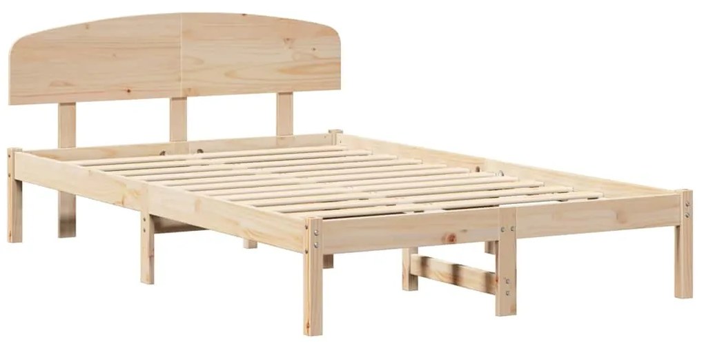 Estrado de Cama com Cabeceira 120x190 cm Madeira Sólida de Pinho