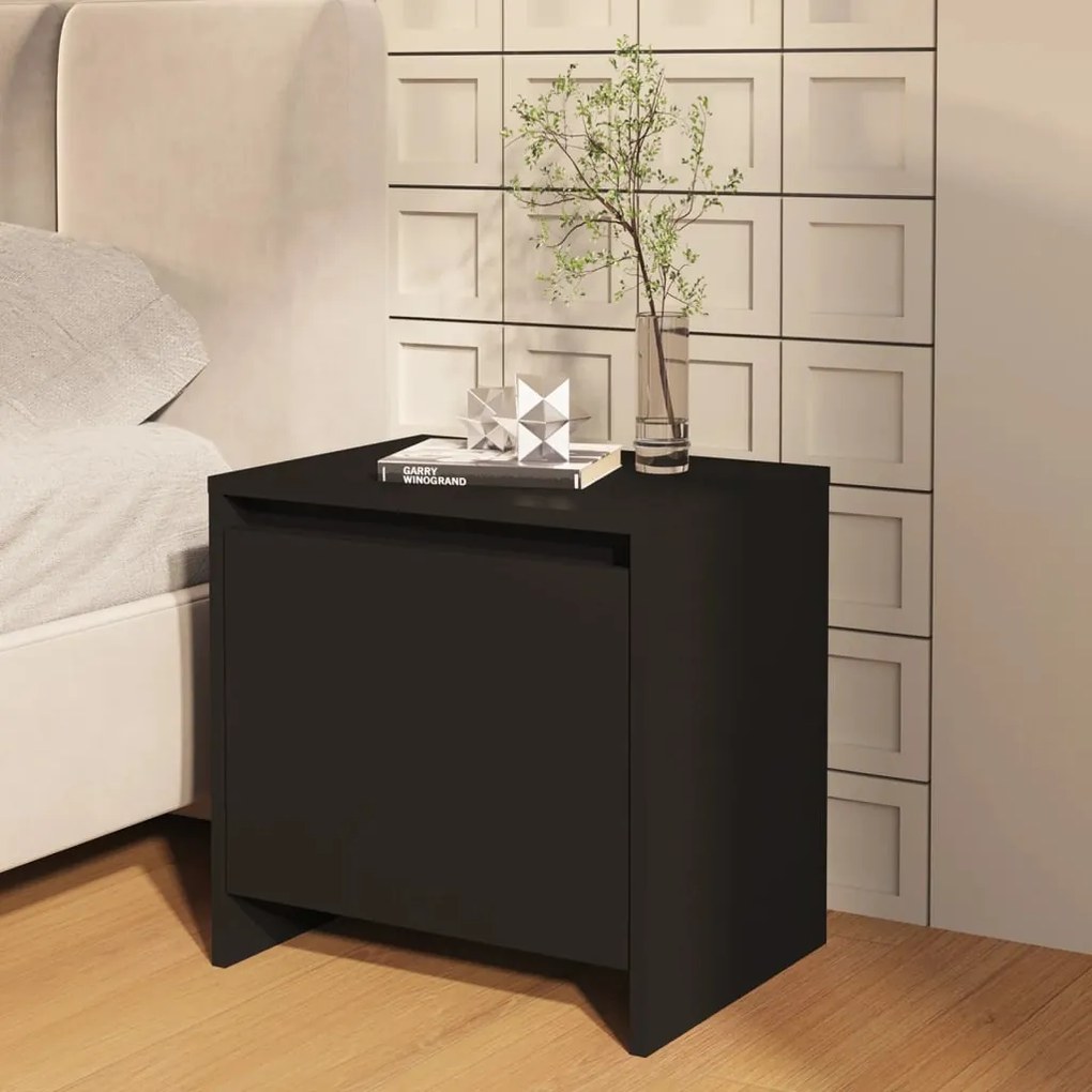 vidaXL Mesa de cabeceira 45x34x44,5 cm contraplacado preto
