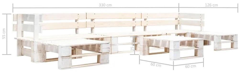 Sofás de paletes para jardim 6 pcs madeira branco