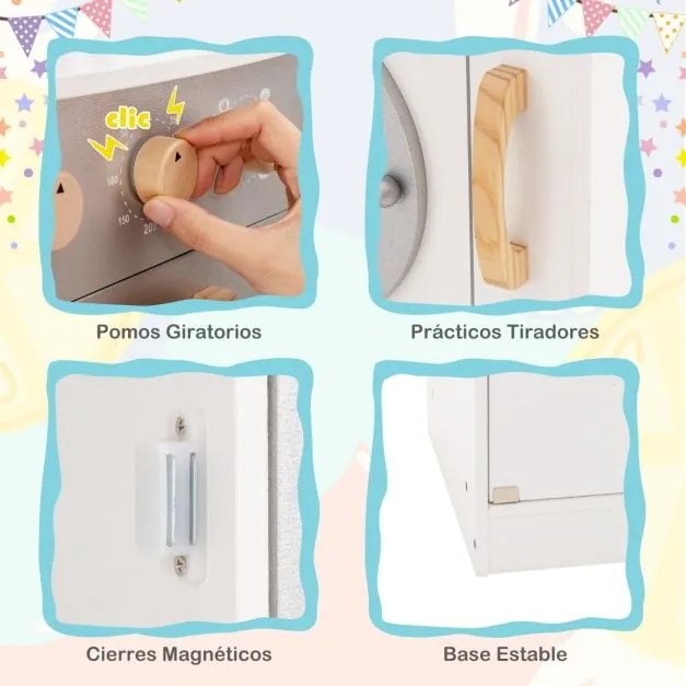 Cozinha de Brincar para crianças a partir dos 3 anos com som, luzes, exaustor, frigorífico, micro-ondas, forno, lava-louças, máquina de lavar e acessó