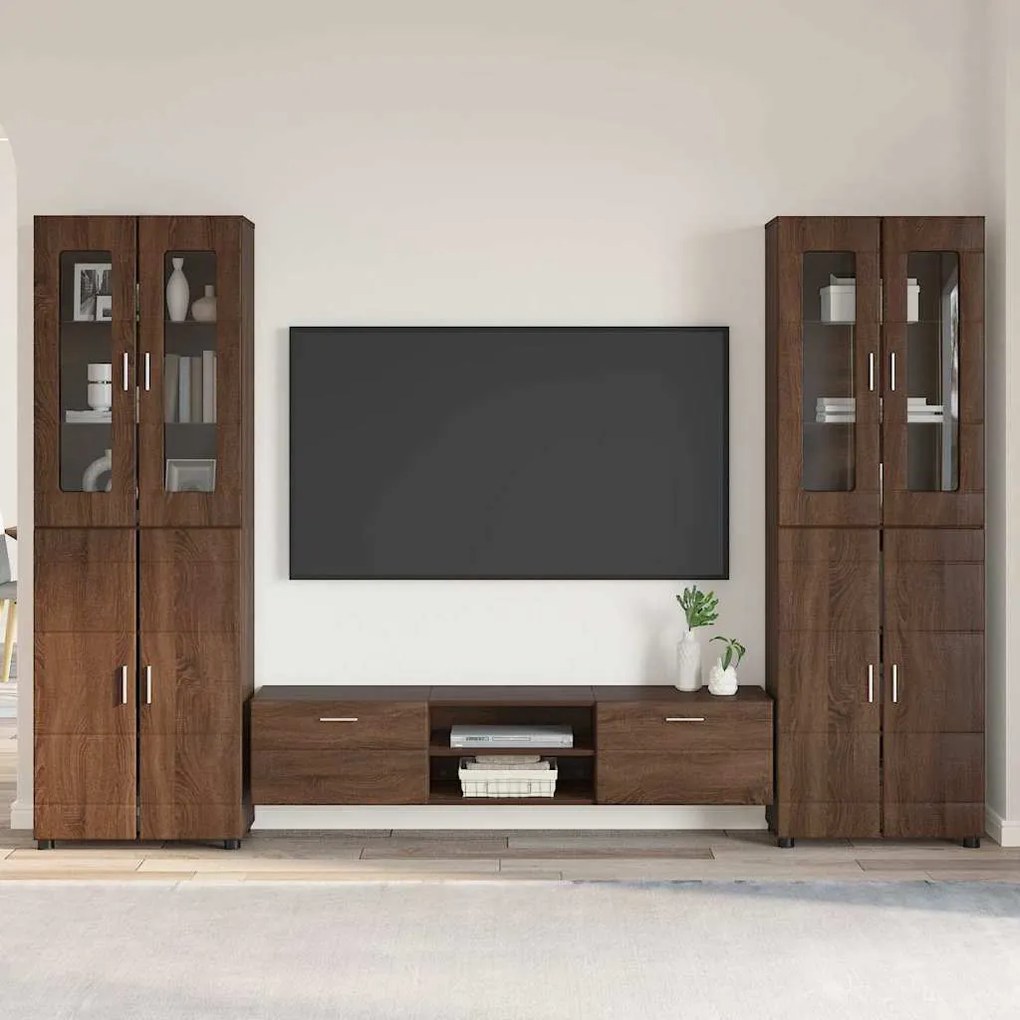 vidaXL Conjunto de móvel de TV Carvalho Marrom Madeira processada