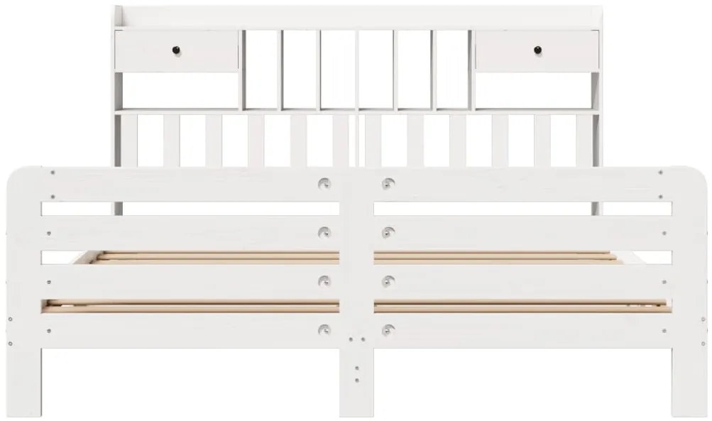 Cama com estante sem colchão 200x200 cm pinho maciço branco